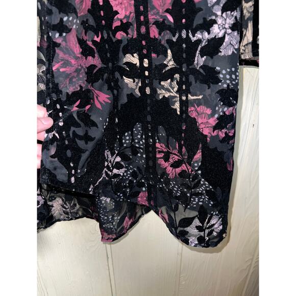 Christopher & Banks Cardigan Jacket Medium Petite Burnout Velvet Whisigoth MP PM - Picture 3 of 10